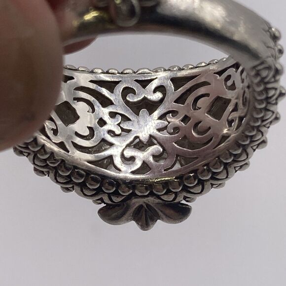 Barbara Bixby Clear/White Topaz Signature Flower .925 18k Ring Size 10 Statement - Picture 5 of 6